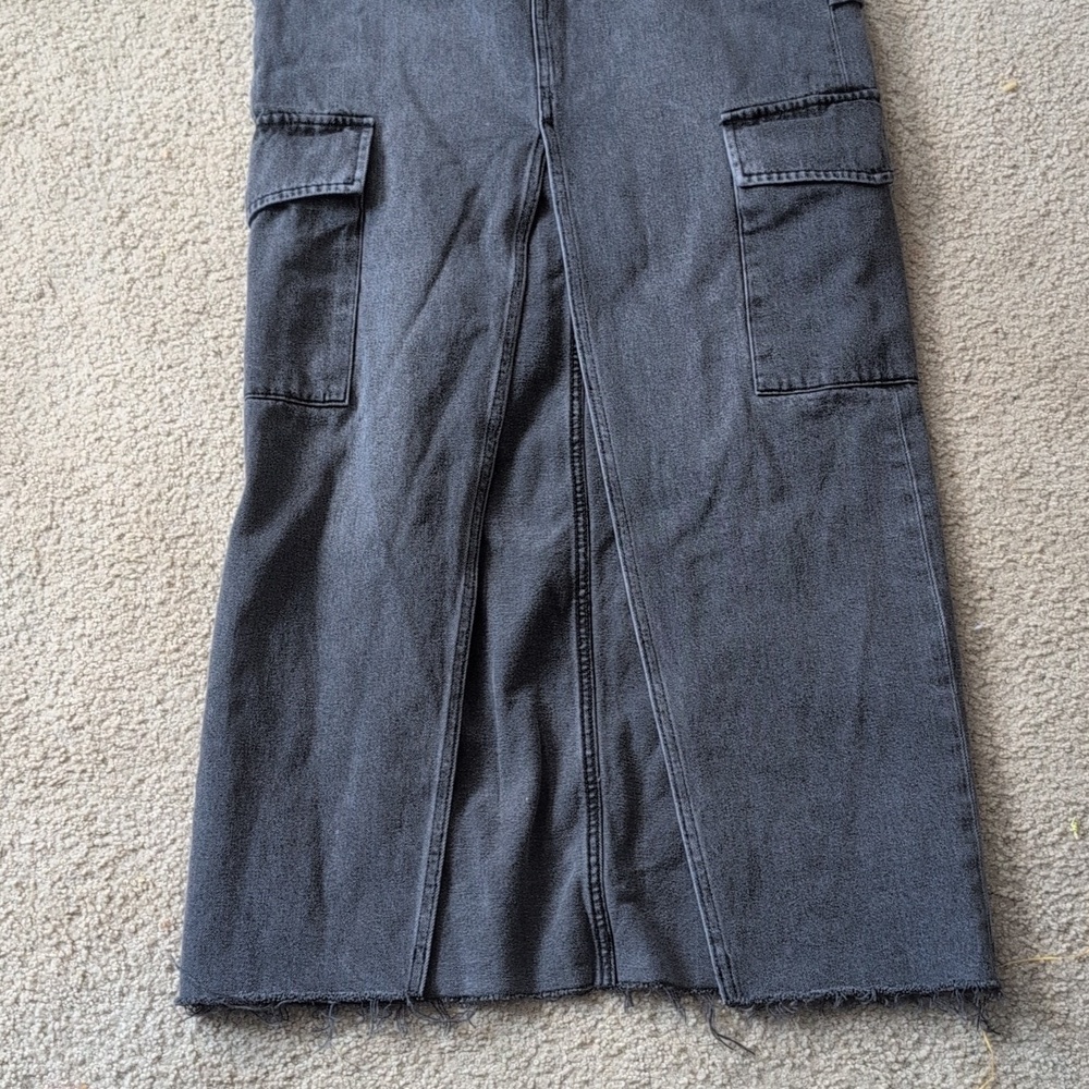 Denim Forum Gray The '90s Maxi Cargo Jean Skirt Size 25 - Picture 5 of 8